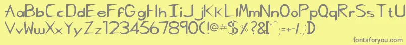 Rscharliechan-fontti – harmaat kirjasimet keltaisella taustalla