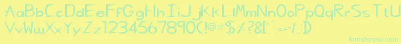Rscharliechan-Schriftart – Grüne Schriften auf gelbem Hintergrund
