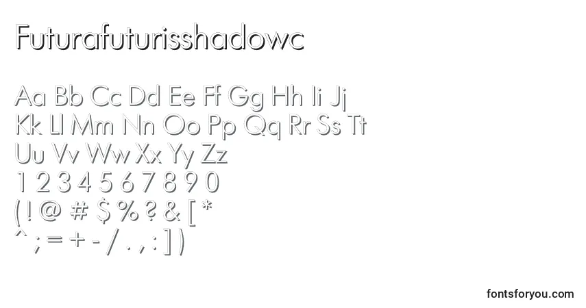 Шрифт Futurafuturisshadowc – алфавит, цифры, специальные символы