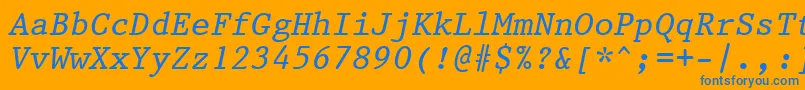 Prestige12PitchItalicBt Font – Blue Fonts on Orange Background