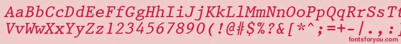 Prestige12PitchItalicBt Font – Red Fonts on Pink Background