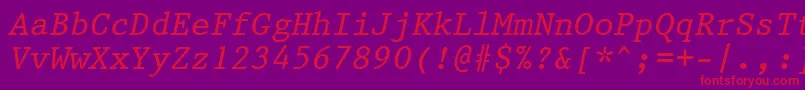 フォントPrestige12PitchItalicBt – 紫の背景に赤い文字
