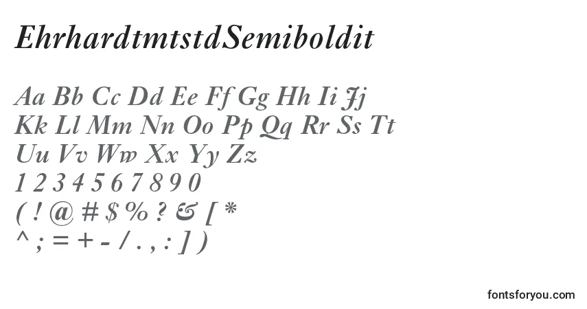 Fuente EhrhardtmtstdSemiboldit - alfabeto, números, caracteres especiales