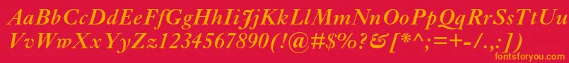 フォントEhrhardtmtstdSemiboldit – 赤い背景にオレンジの文字