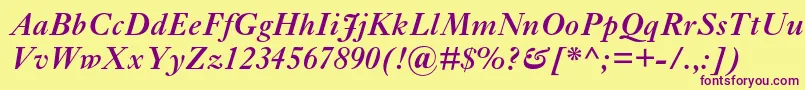 EhrhardtmtstdSemiboldit Font – Purple Fonts on Yellow Background