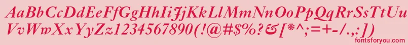 フォントEhrhardtmtstdSemiboldit – ピンクの背景に赤い文字
