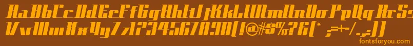 Spacecadetnf-Schriftart – Orangefarbene Schriften auf braunem Hintergrund