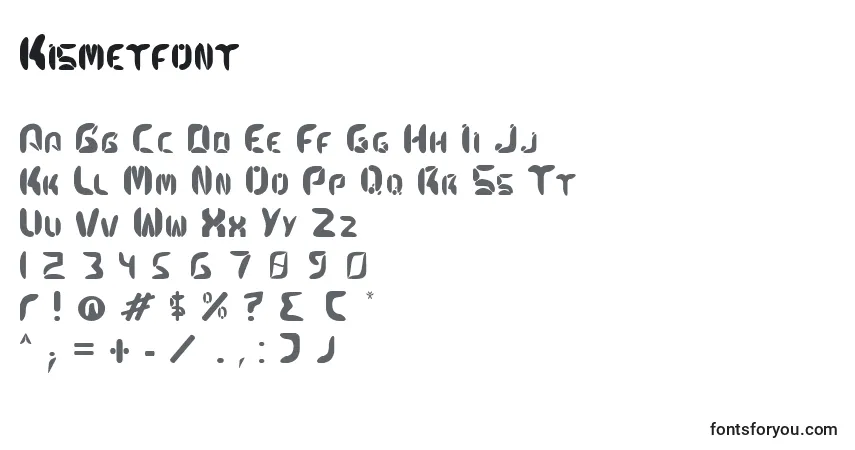 Czcionka Kismetfont – alfabet, cyfry, specjalne znaki