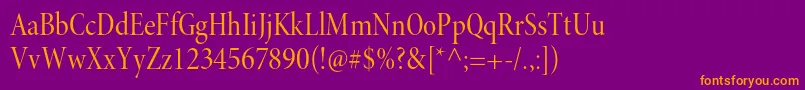 フォントMinionproCndisp – 紫色の背景にオレンジのフォント