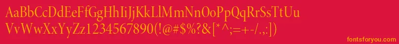 Fonte MinionproCndisp – fontes laranjas em um fundo vermelho