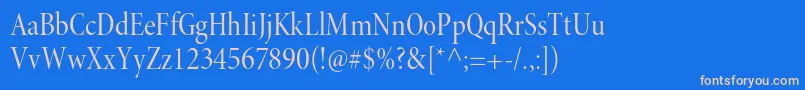 MinionproCndisp-fontti – vaaleanpunaiset fontit sinisellä taustalla