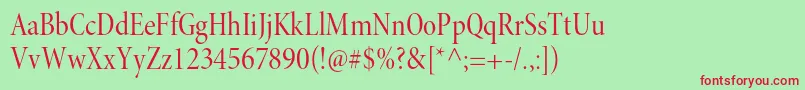 MinionproCndisp-Schriftart – Rote Schriften auf grünem Hintergrund