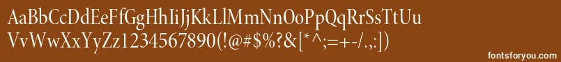 MinionproCndisp-fontti – valkoiset fontit ruskealla taustalla