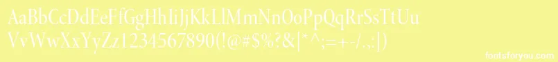 MinionproCndisp-Schriftart – Weiße Schriften auf gelbem Hintergrund