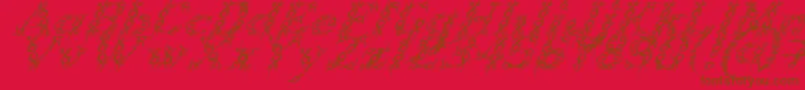 TribouItalic-Schriftart – Braune Schriften auf rotem Hintergrund
