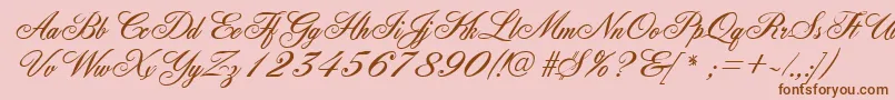 フォントFleurishscriptRegular – ピンクの背景に茶色のフォント