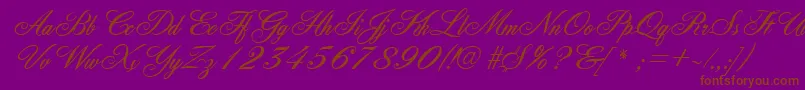 FleurishscriptRegular-Schriftart – Braune Schriften auf violettem Hintergrund