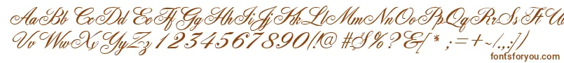 FleurishscriptRegular-Schriftart – Braune Schriften auf weißem Hintergrund