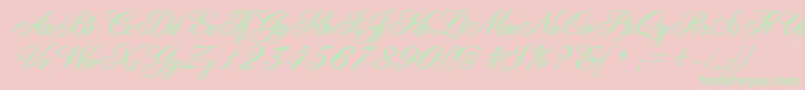 Шрифт FleurishscriptRegular – зелёные шрифты на розовом фоне