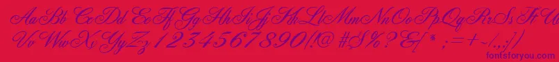 FleurishscriptRegular-Schriftart – Violette Schriften auf rotem Hintergrund