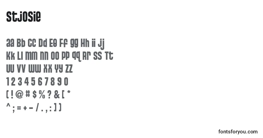 Czcionka StJosie – alfabet, cyfry, specjalne znaki