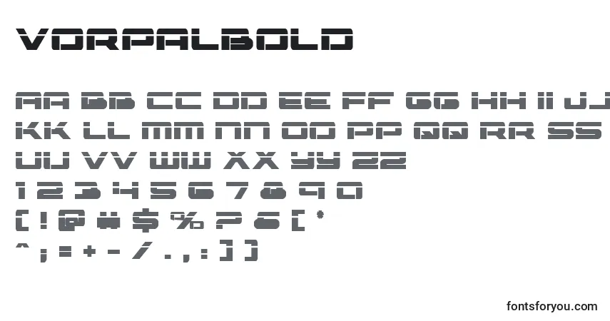 Schriftart Vorpalbold – Alphabet, Zahlen, spezielle Symbole