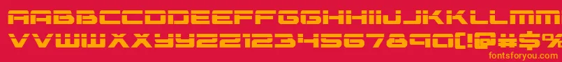 Vorpalbold-Schriftart – Orangefarbene Schriften auf rotem Hintergrund