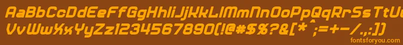 Więcej informacji o czcionce DinerItalic Czcionka DinerItalic – pomarańczowe czcionki na brązowym tle