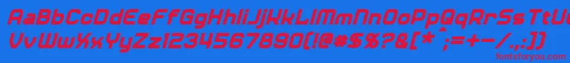 Czcionka DinerItalic – czerwone czcionki na niebieskim tle