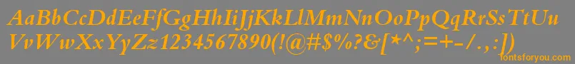 Lisätietoja KuriakosBlackSsiBoldItalic-fontista KuriakosBlackSsiBoldItalic-fontti – oranssit fontit harmaalla taustalla