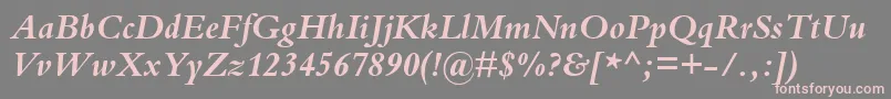 フォントKuriakosBlackSsiBoldItalic – 灰色の背景にピンクのフォント