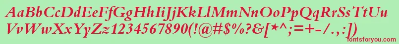 KuriakosBlackSsiBoldItalic Font – Red Fonts on Green Background