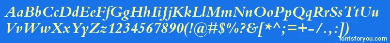 KuriakosBlackSsiBoldItalic Font – Yellow Fonts on Blue Background