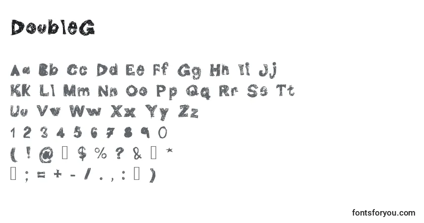 Czcionka DoubleG – alfabet, cyfry, specjalne znaki