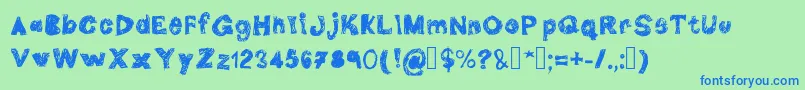 DoubleG-Schriftart – Blaue Schriften auf grünem Hintergrund