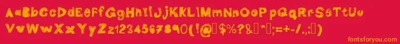 フォントDoubleG – 赤い背景にオレンジの文字