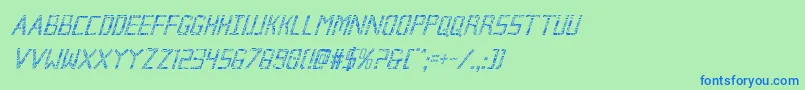 Brokencyborgcondital-fontti – siniset fontit vihreällä taustalla