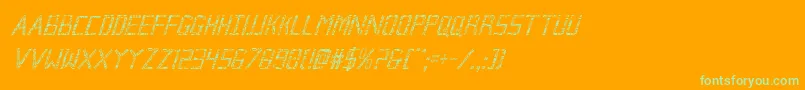 Brokencyborgcondital-Schriftart – Grüne Schriften auf orangefarbenem Hintergrund