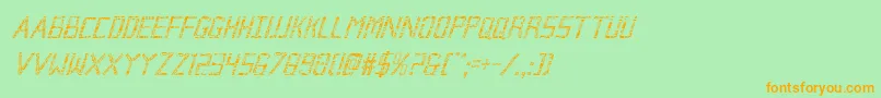 Brokencyborgcondital-Schriftart – Orangefarbene Schriften auf grünem Hintergrund