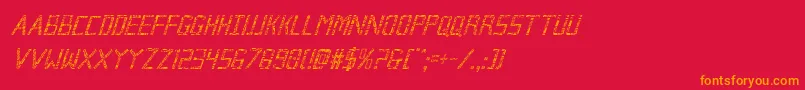 フォントBrokencyborgcondital – 赤い背景にオレンジの文字