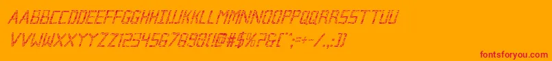 Brokencyborgcondital Font – Red Fonts on Orange Background
