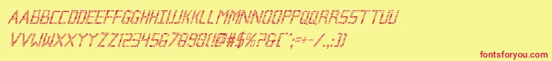 Brokencyborgcondital-fontti – punaiset fontit keltaisella taustalla