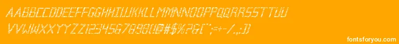 Fonte Brokencyborgcondital – fontes brancas em um fundo laranja