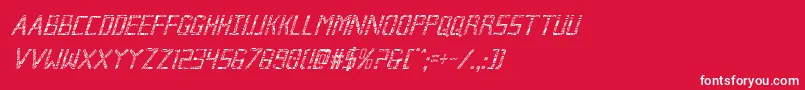 Fonte Brokencyborgcondital – fontes brancas em um fundo vermelho