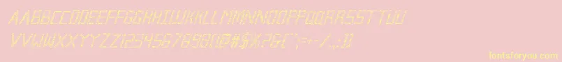 Brokencyborgcondital-Schriftart – Gelbe Schriften auf rosa Hintergrund