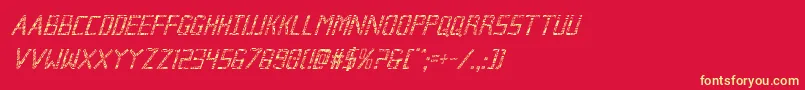 Шрифт Brokencyborgcondital – жёлтые шрифты на красном фоне