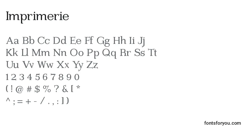 Czcionka Imprimerie – alfabet, cyfry, specjalne znaki