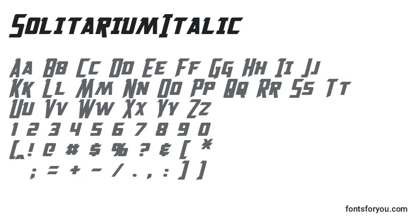 Czcionka SolitariumItalic – alfabet, cyfry, specjalne znaki