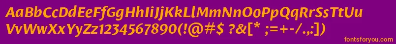 LeksasansproBoldItalic Font – Orange Fonts on Purple Background