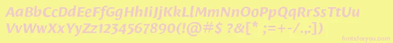 LeksasansproBoldItalic Font – Pink Fonts on Yellow Background